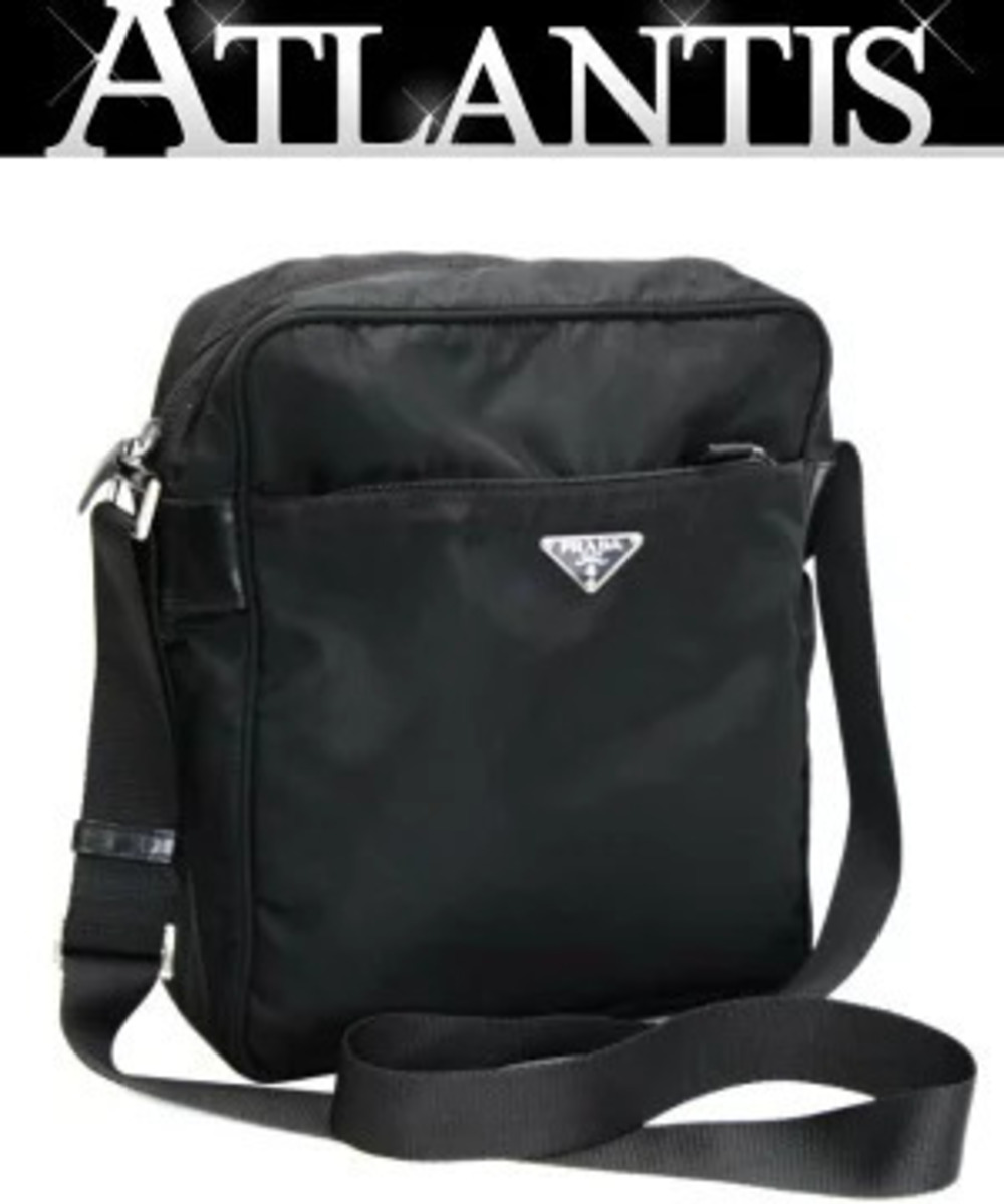 Prada Triangle Messenger Shoulder Bag Black